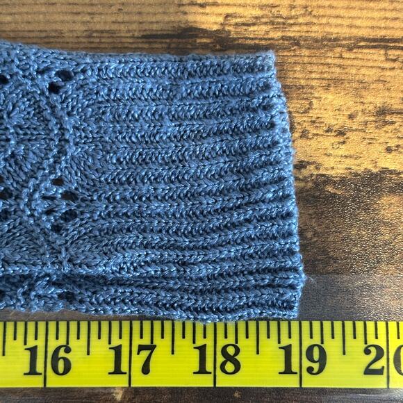 Lauren Conrad Crochet Sweater Large Blue Button Scoop Neck Cottagecore Boho EUC - Picture 5 of 8